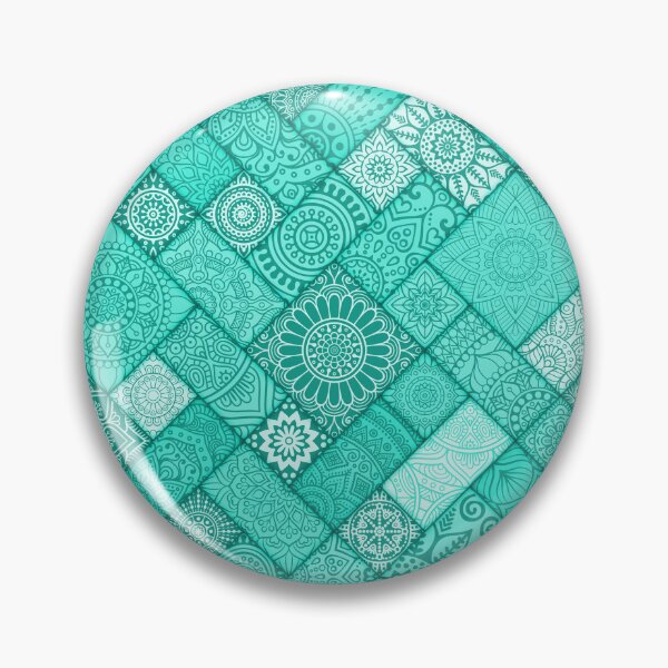 Item preview, Aqua Colors Indian Diagonal Floral Tiles pattern designed and sold by Art-by-Geoff.
