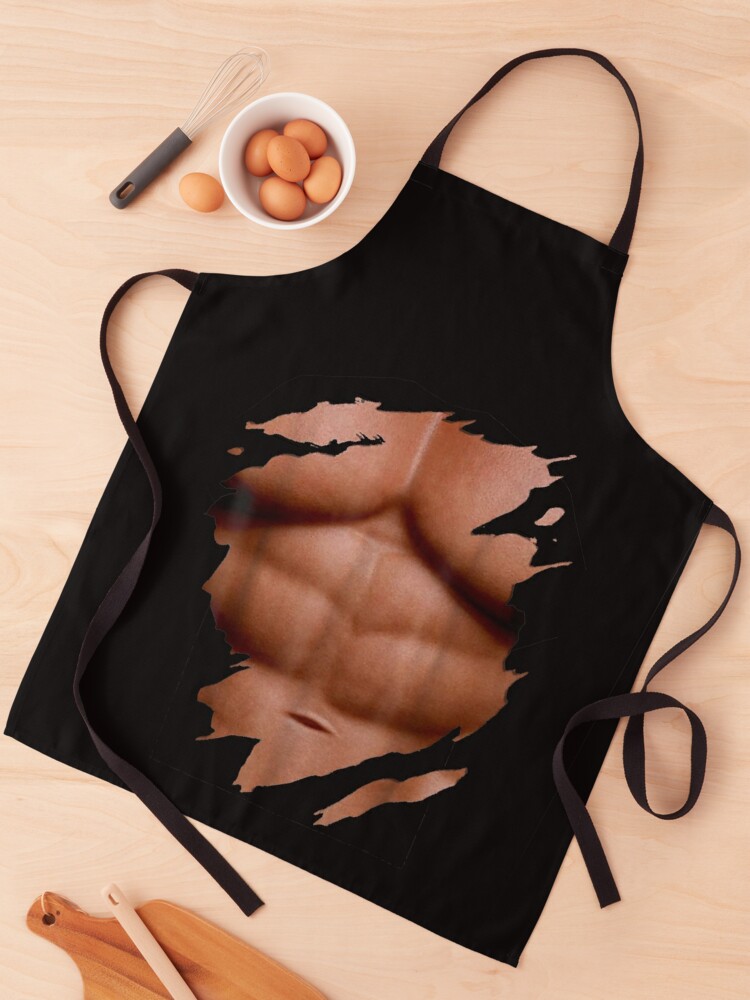 Fake Muscle Under Halloween Costume best Mens Abs T-Shirt Apron