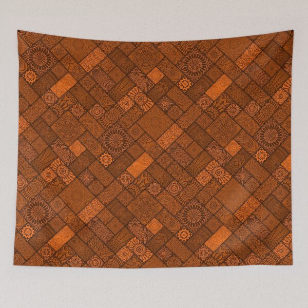 Item preview, Shades of Brown Indian Diagonal Floral Tiles pattern designed and sold by Art-by-Geoff.