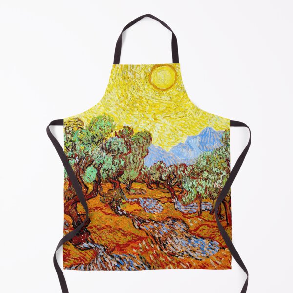 Aperçu de l'œuvre Oliviers avec ciel jaune et soleil créée et vendue par SimpleJoyStyle.