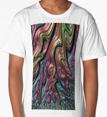 Metallic oil slick rainbow 3D abstract art Long T-Shirt