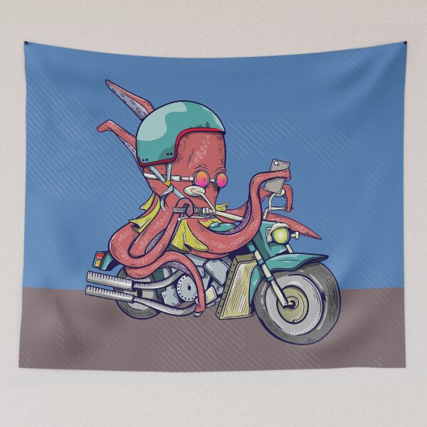 Item preview, Octopus riding a motorcycle designed and sold by piedaydesigns.