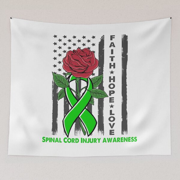 Item preview, Faith Hope Love Spinal Cord Injury Awareness American Flag designed and sold by Kohend.