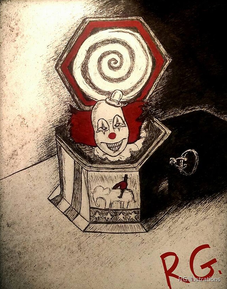"Creepy Clown Music Box" by RGIllustrations Redbubble