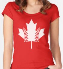 Maple Leaf Baseball (White) Women's Fitted Scoop T-Shirt