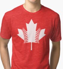 Maple Leaf Baseball (White) Tri-blend T-Shirt