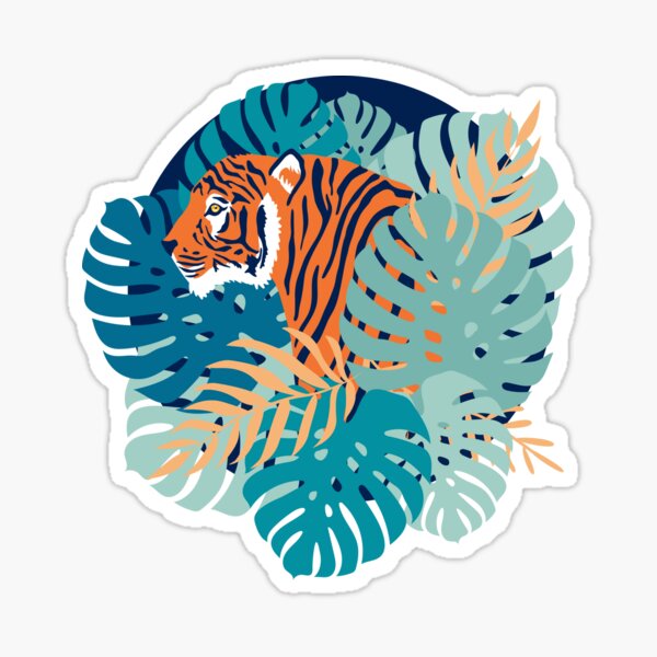 Vista previa del artículo con la obra «Jungle Tiger - Gamuza Azul», diseñado y vendido por latheandquill.