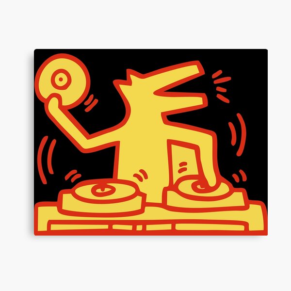 Item preview, DJ DOG HARING MUSIC KIETH POP ART GOLD designed and sold by SuneeKeiko.