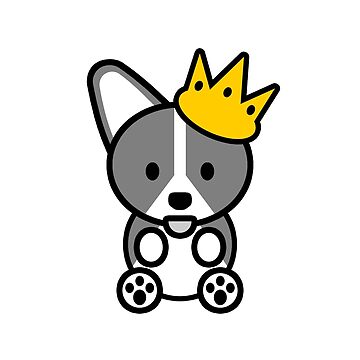 Artwork thumbnail, Ello Corgi | Grey Gray Welsh Corgi Crown Dog Puppy Woof Pup | Jay Rauler by jayrauler