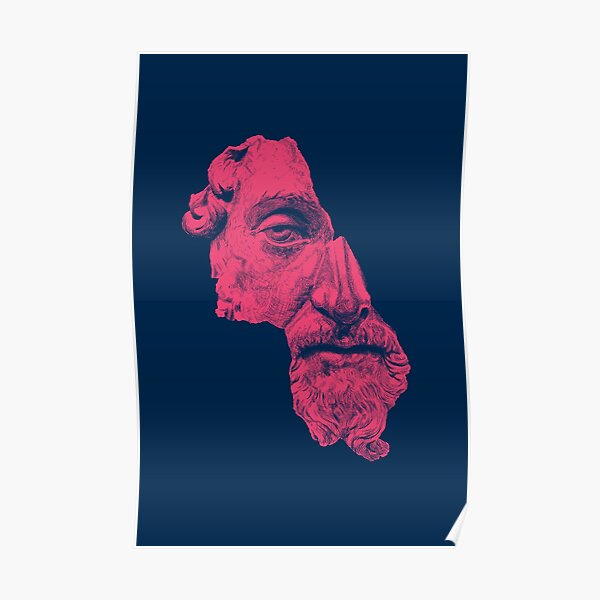 MARCUS AURELIUS ANTONINUS AUGUSTUS / prussian blue / vivid red Poster