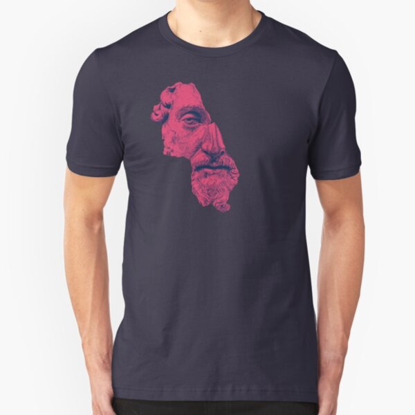 MARCUS AURELIUS ANTONINUS AUGUSTUS / prussian blue / vivid red Slim Fit T-Shirt