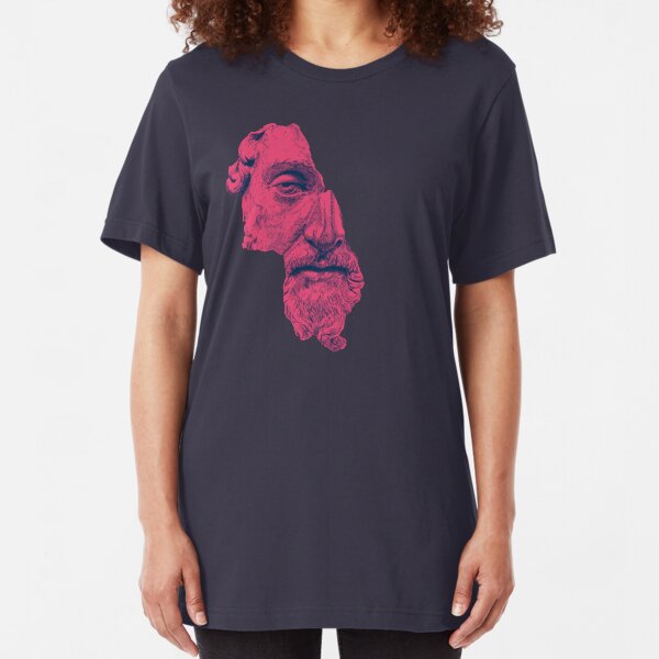 MARCUS AURELIUS ANTONINUS AUGUSTUS / prussian blue / vivid red Slim Fit T-Shirt