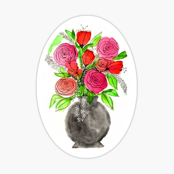 Hand Painted Watercolor Abstract Floral Art Sticker