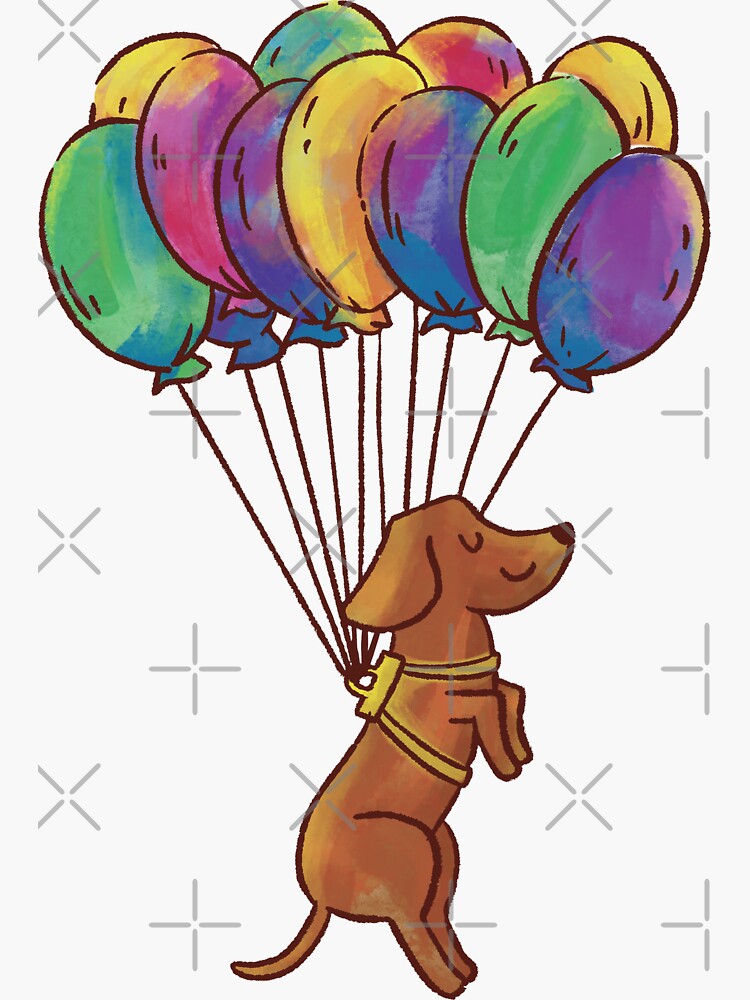 Cute dachshund dog with watercolor balloons hydro by Prior-tees
