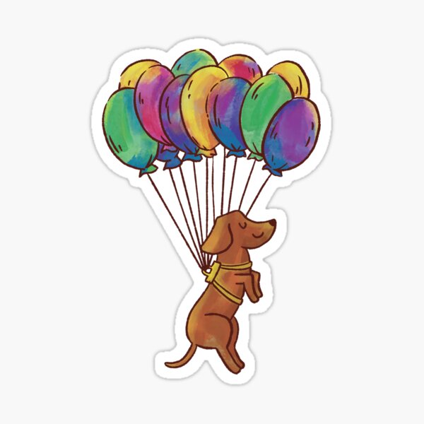 Cute dachshund dog with watercolor balloons hydro Sticker
