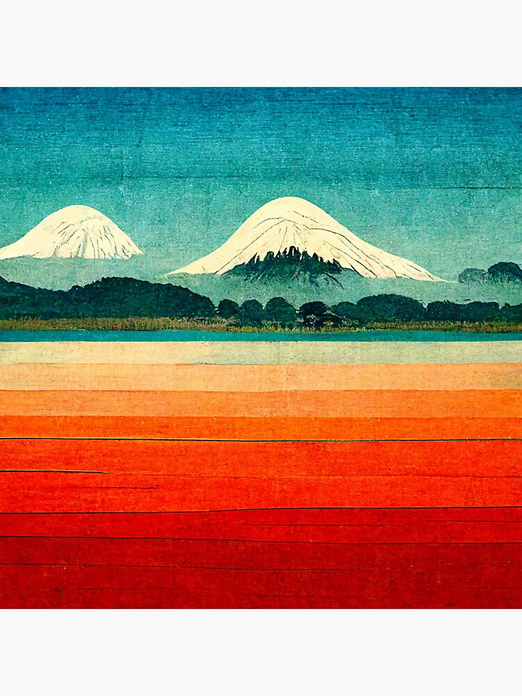 "Japanese Mountain Wall Art Retro" Sticker for Sale by Danartprints