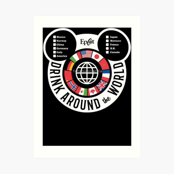 "OfficialDrinkAroundTheWorldEpcotChecklistmickey" Art Print for Sale by Johnacon