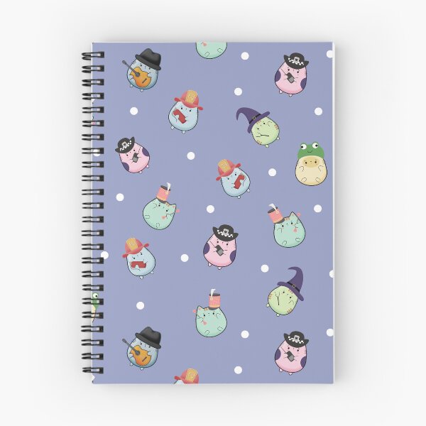 Aperçu de l'œuvre Kawaii Cats Some in Hats 3 Pattern avec fond bleu créée et vendue par darklanterndsn.