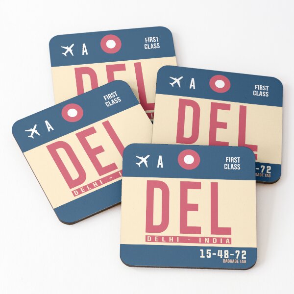 Item preview, Delhi DEL - Luggage Tag Airport Delhi Throw Pillow designed and sold by Cockpitstore.