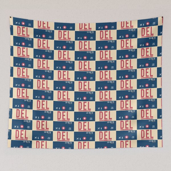 Item preview, Delhi DEL - Etiqueta de equipaje Aeropuerto Delhi Cojín designed and sold by Cockpitstore.