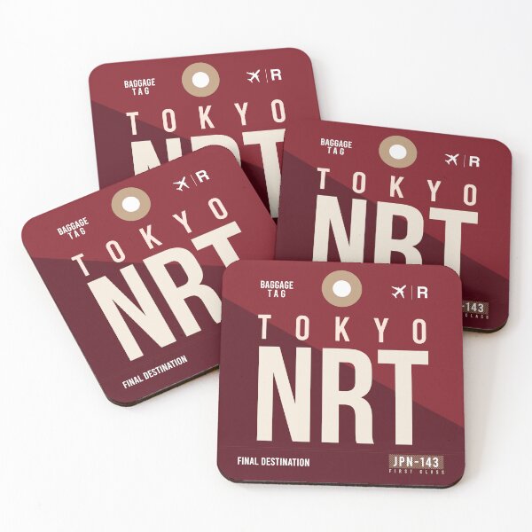 Aperçu de l'œuvre Tokyo NRT - Étiquette de bagage Aéroport Tokyo Coussin créée et vendue par Cockpitstore.