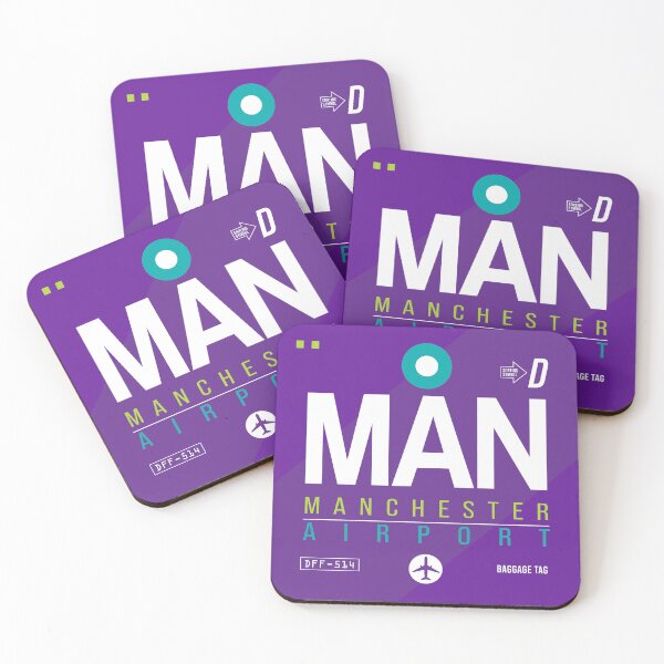 Item preview, Manchester MAN - Etiqueta de equipaje Aeropuerto Manchester Cojín designed and sold by Cockpitstore.