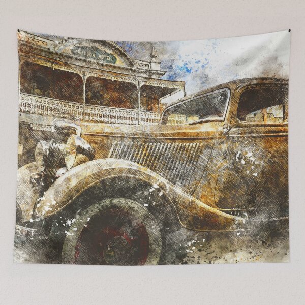 Item preview, Classic Ford at Maldon Hotel Watercolor and Pencil Sketch designed and sold by Steven Jodoin.