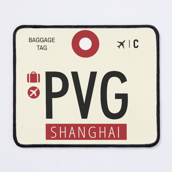 Item preview, Shanghai PVG - Luggage Tag Airport Shanghai Throw Pillow designed and sold by Cockpitstore.