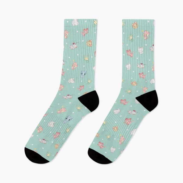 Item preview, Green Kawaii Cat Pattern designed and sold by darklanterndsn.