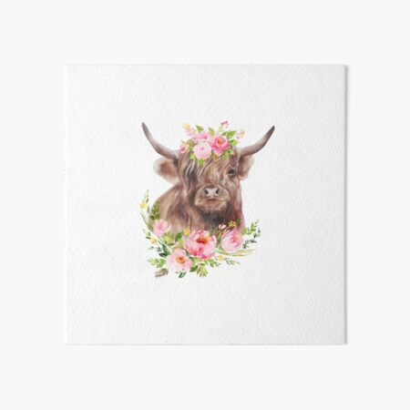 Vista previa del artículo con la obra «Vaca de las tierras altas con flores», diseñado y vendido por Sixtinebzh.