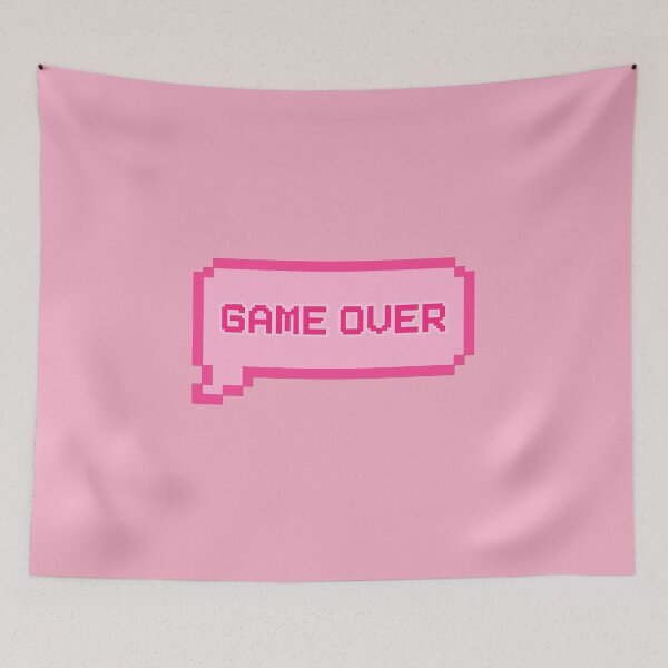 Item preview, GAME OVER Video Game Quotes Pixelated Speech Bubble Pink designed and sold by everything4eva.
