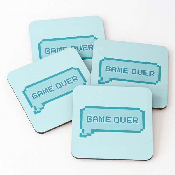 Item preview, GAME OVER Video Game Quotes Pixelated Speech Bubble Teal designed and sold by everything4eva.