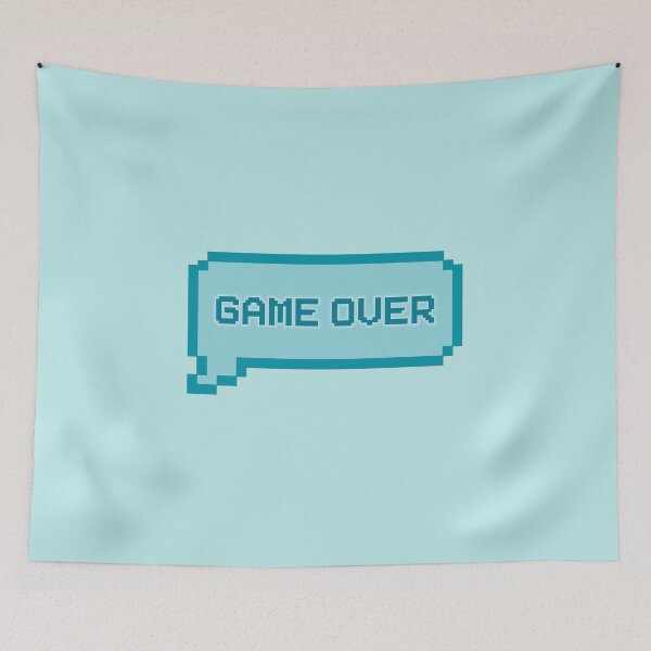 Item preview, GAME OVER Video Game Quotes Pixelated Speech Bubble Teal designed and sold by everything4eva.