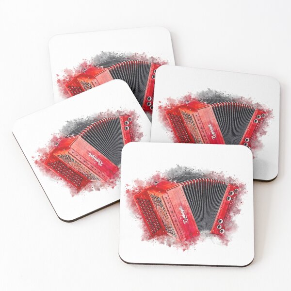 Item preview, Red Vintage Accordion Watercolor Painting designed and sold by Andreea Eva Herczegh.