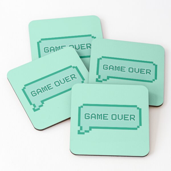 Item preview, GAME OVER Video Game Quotes Pixelated Speech Bubble Turquoise designed and sold by everything4eva.