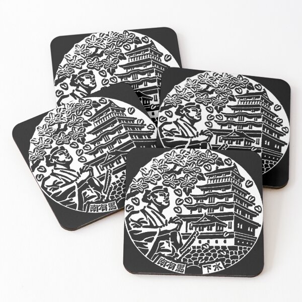 Item preview, Samurai at Castle in Japan depicted on a manhole - White designed and sold by mattraski.