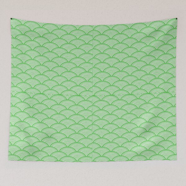 Item preview, Japanese Green Fish Scales Wave Pattern designed and sold by MurphyMorganGifts.