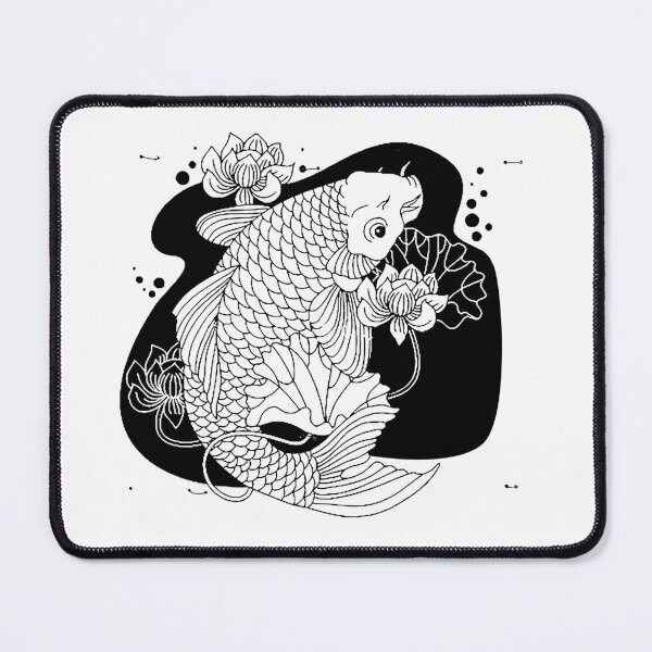 Item preview, Japanese Fish and Flower Tattoo Print designed and sold by JoyforU.