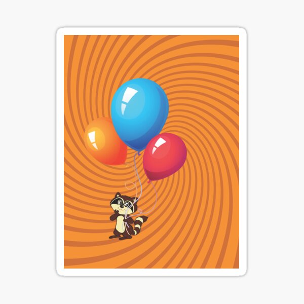 Birthday Balloons With Cartoon Raccoon Bandee From CartoonGems Sticker