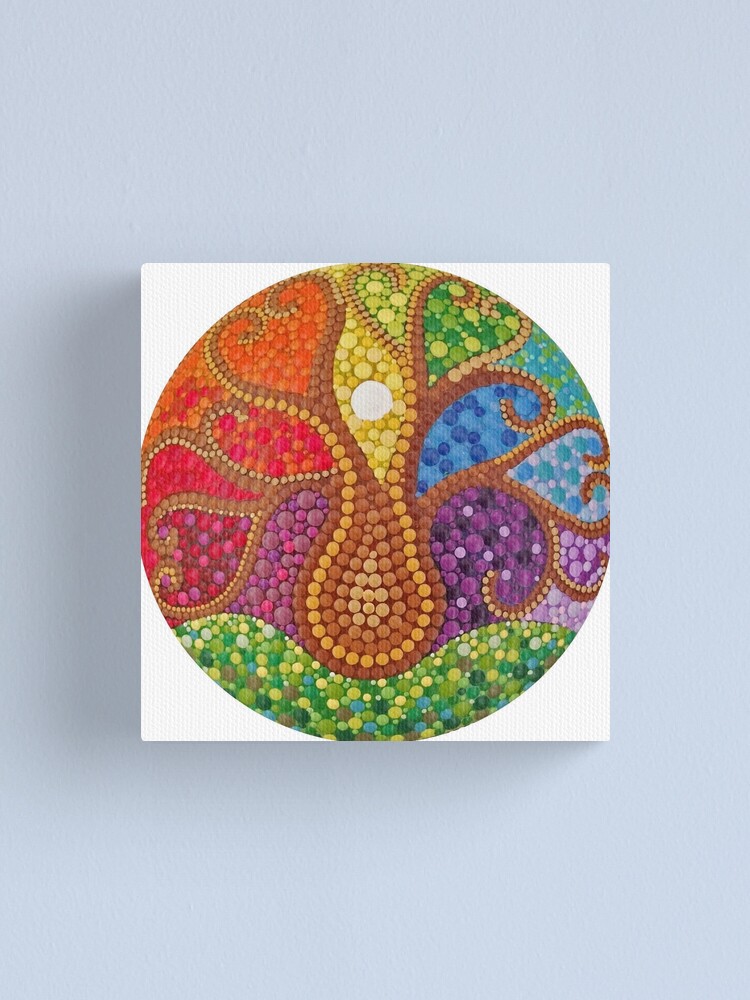 Rainbow Mandala Dot Painting. Dot Art. Dotillism. Hand painted chakra  inspired Mandala painting.