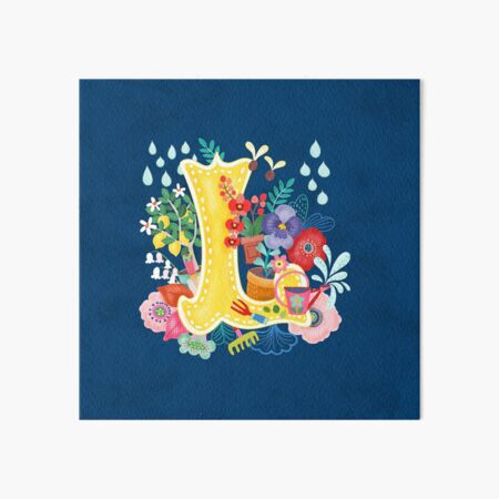 Spring Floral Initial Letter-L illustration Art Board Print