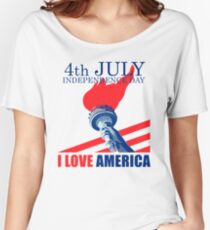 I Love America Independence Day T Shirt 4th of July Women's Relaxed Fit T-Shirt