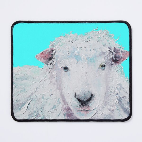 Item preview, A Woolly sheep on turquoise background designed and sold by MatsonArtDesign.