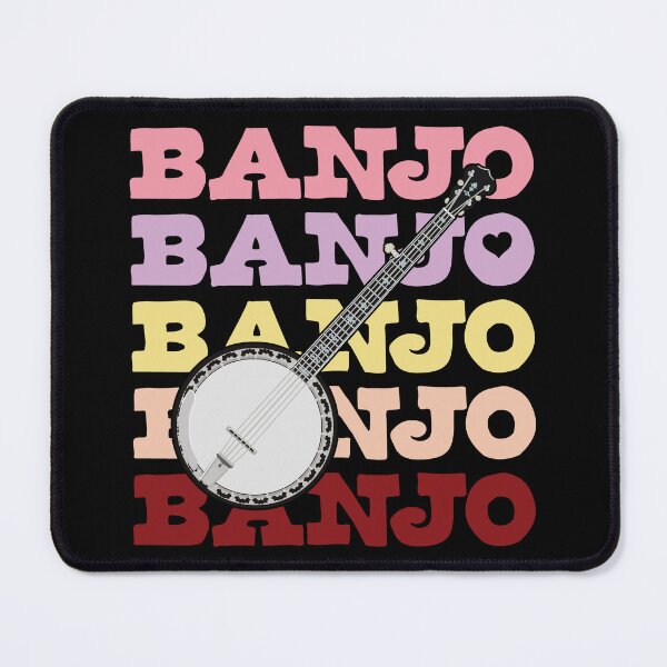 Artikelvorschau, Rosa bonbonfarbenes Banjo-Wort wiederholt mit Resonator-Banjo-Illustration entworfen und verkauft von Jazznote.