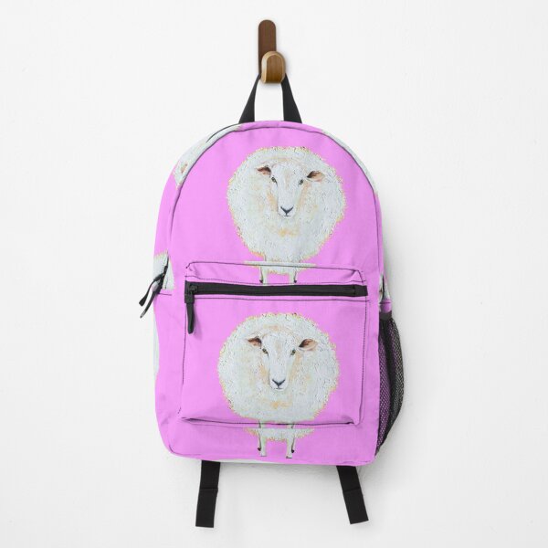 Item preview, Woolly sheep on pink background designed and sold by MatsonArtDesign.