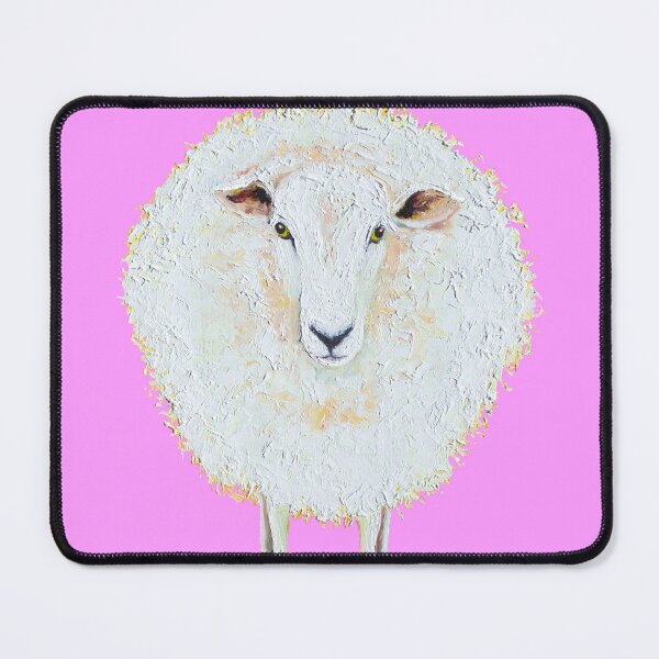 Item preview, Woolly sheep on pink background designed and sold by MatsonArtDesign.