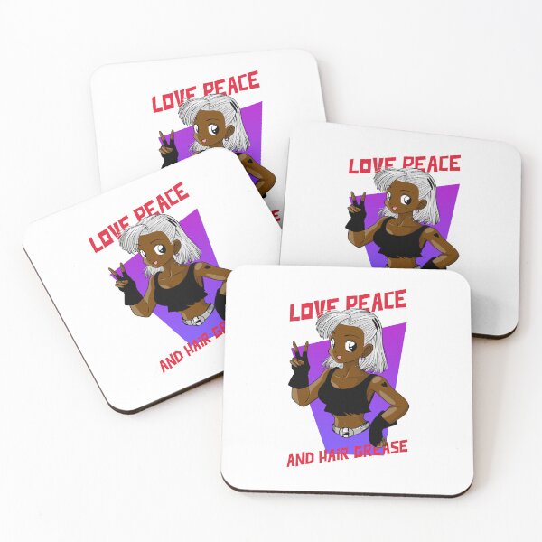 Item preview, Grey Anime Brown Girl Black Woman Afro Boss Love Peace Action Hero Manga designed and sold by CreatedbyJR.