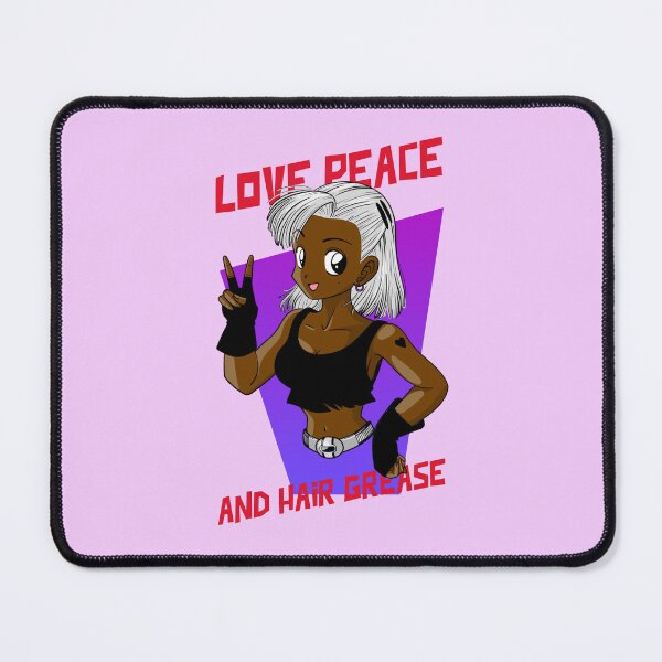 Item preview, Grey Anime Brown Girl Black Woman Afro Boss Love Peace Action Hero Manga designed and sold by CreatedbyJR.