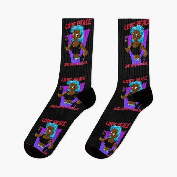 Item preview, Blue Anime Brown Girl Black Woman Afro Boss Love Peace Action Hero Manga designed and sold by CreatedbyJR.