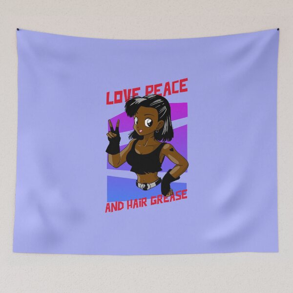 Item preview, Anime Brown Girl Black Woman Afro Boss Love Peace Action Hero Manga  designed and sold by CreatedbyJR.